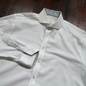 Twillory Shirt Mens 17-32/33 Blue Performance Tailored Fit Dress Career